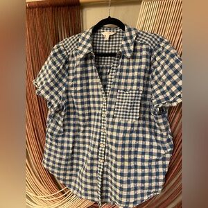 LC Lauren Conrad Blue and White Checkered Blouse